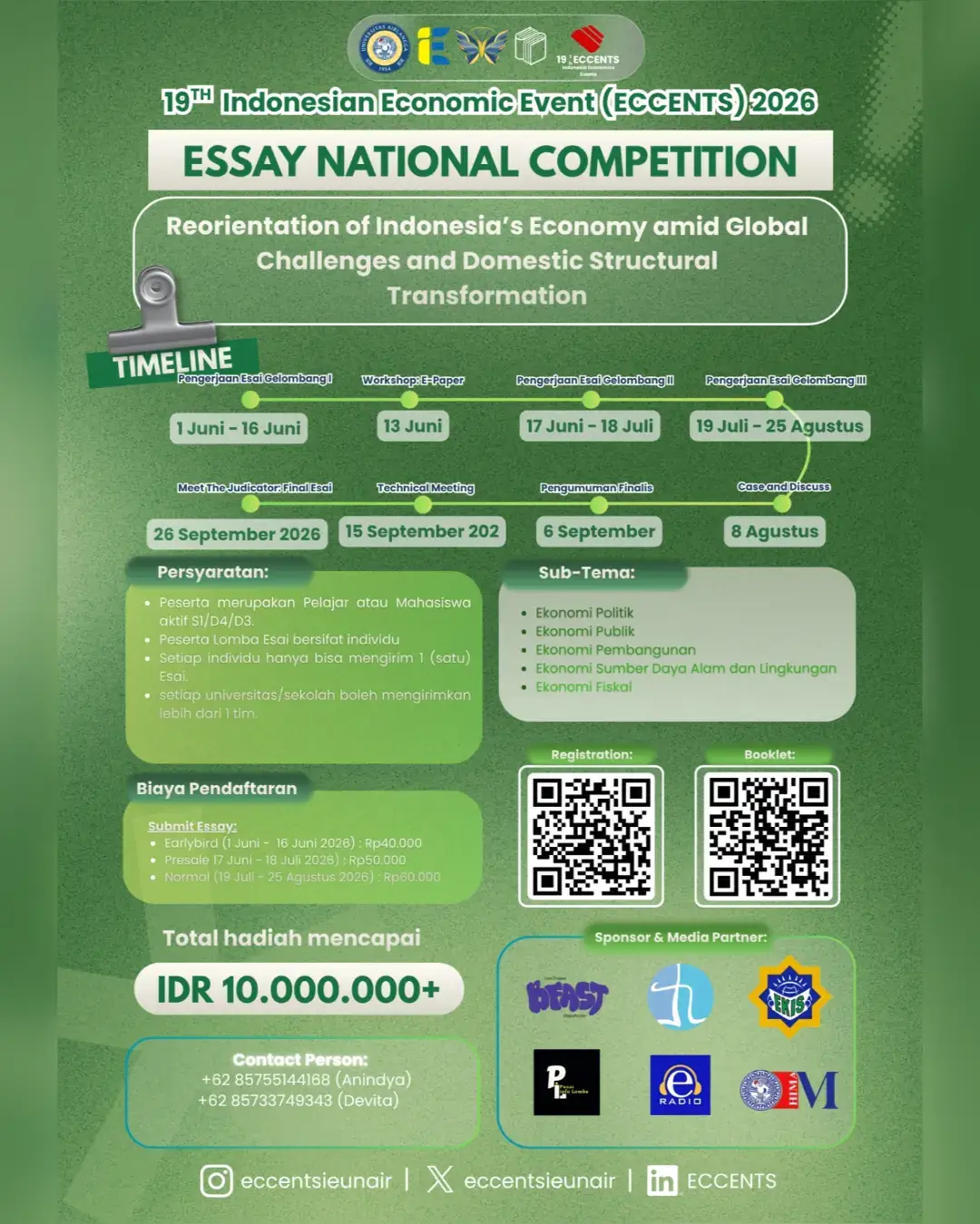 19th ECCENTS 2026 Essay National Competition