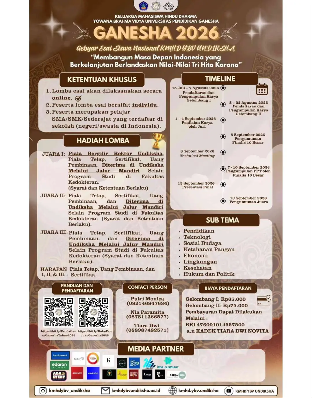 Gebyar Esai Siswa Nasional KMHD YBV Undiksha 2026
