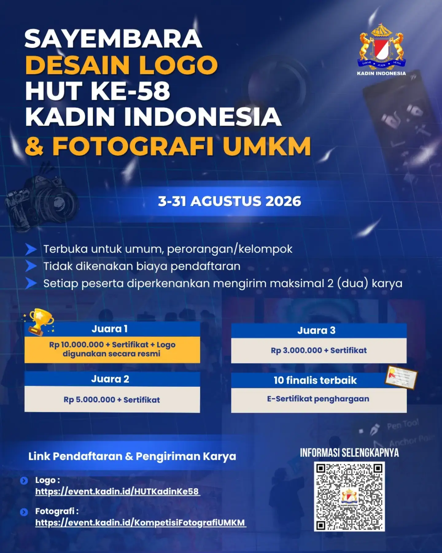 Sayembara Desain Logo HUT ke-58 Kadin Indonesia & Lomba Fotografi UMKM