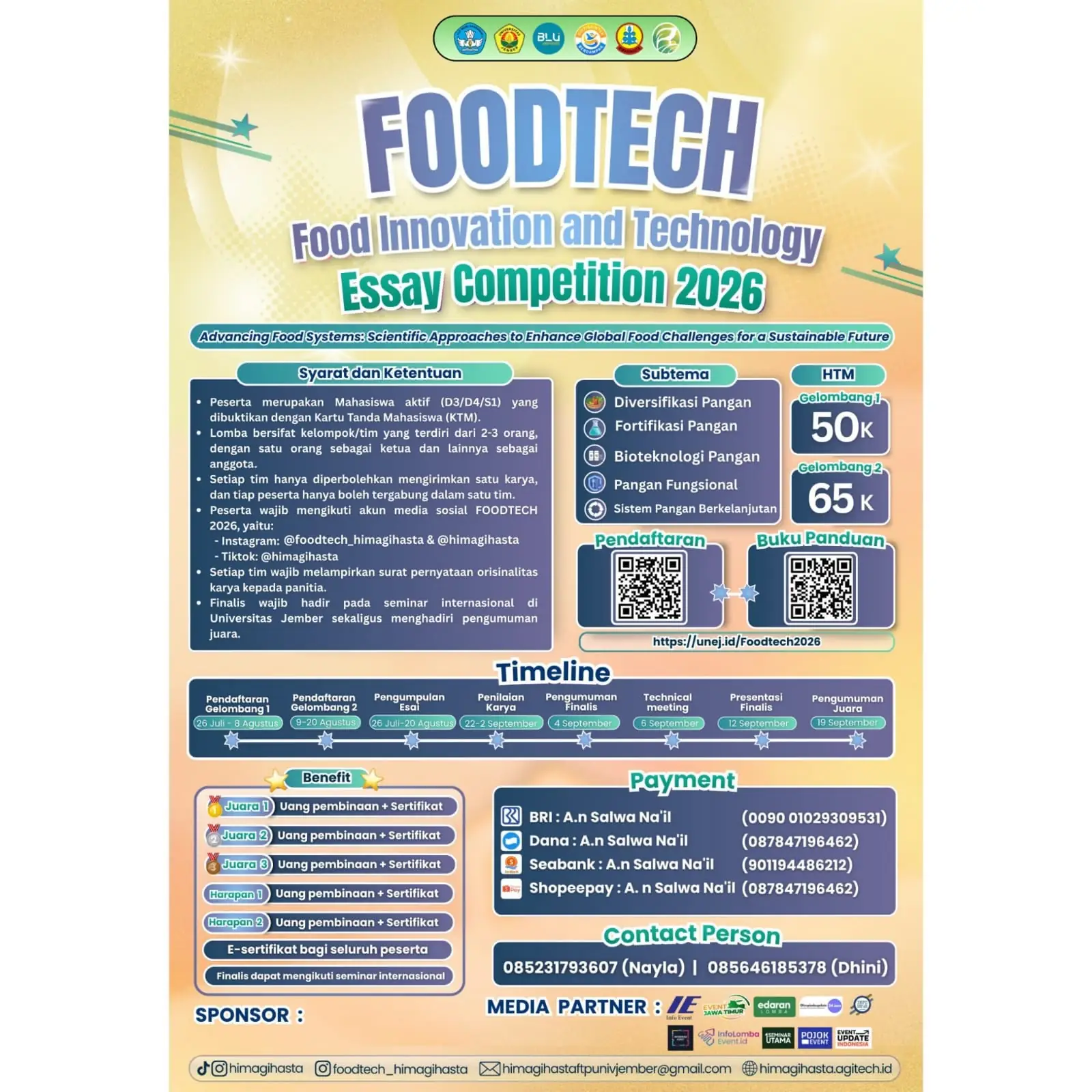 FOOD TECHNOLOGY ESSAY AND POSTER COMPETITION 2026